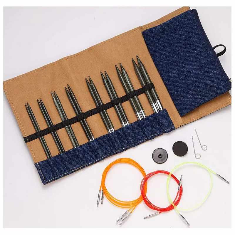 Kit d'Aiguilles Circulaires Indigo Wood Knit Pro